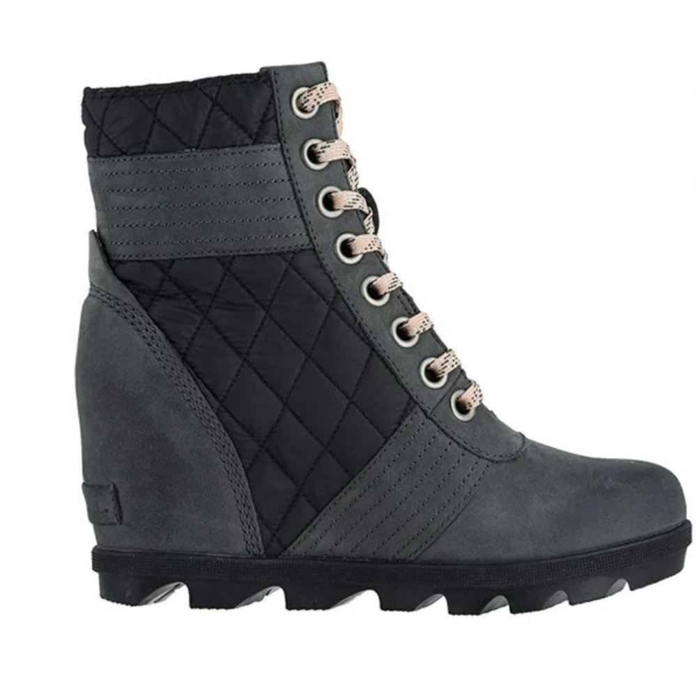 Sorel Dark Slate Wedge Boots with Quilted Design